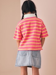 Bright Pink Stripe Short Sleeve Rugby Top (3-16yrs) - Image 2 of 8