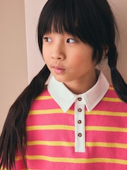 Bright Pink Stripe Short Sleeve Rugby Top (3-16yrs) - Image 3 of 8