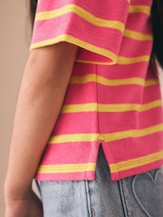 Bright Pink Stripe Short Sleeve Rugby Top (3-16yrs) - Image 4 of 8