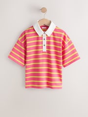 Bright Pink Stripe Short Sleeve Rugby Top (3-16yrs) - Image 5 of 8