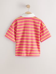 Bright Pink Stripe Short Sleeve Rugby Top (3-16yrs) - Image 6 of 8