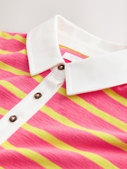 Bright Pink Stripe Short Sleeve Rugby Top (3-16yrs) - Image 7 of 8