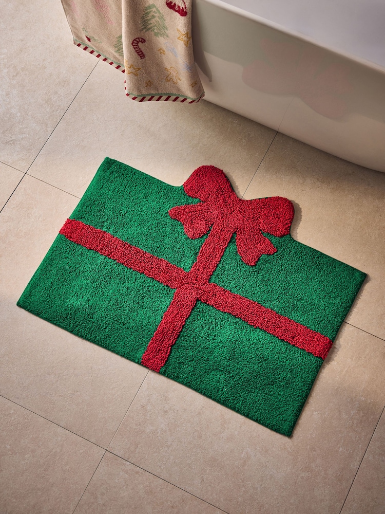 Green Christmas Present Bathmat - Image 1 of 2