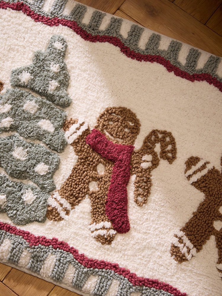 Natural Christmas Gingerbread Runner Bath Mat - Image 2 of 4 Natural Christmas Gingerbread Runner Bath Mat - Image 2 of 4
