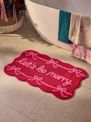 Pink Christmas Be Merry Slogan Bath Mat - Image 1 of 3