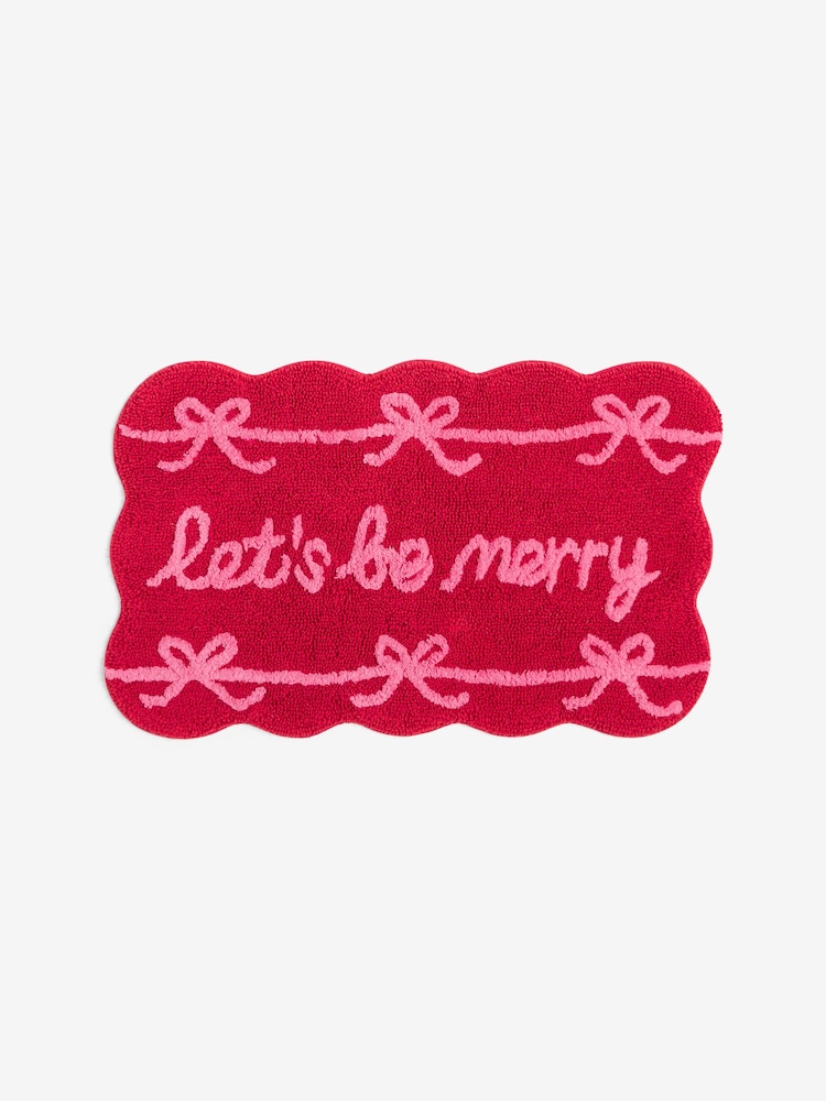 Pink Christmas Be Merry Slogan Bath Mat - Image 3 of 3 Pink Christmas Be Merry Slogan Bath Mat - Image 3 of 3