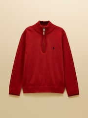 Joules Boys' Hillside Burnt Orange Knit Quarter Zip Jumper - Image 1 of 4