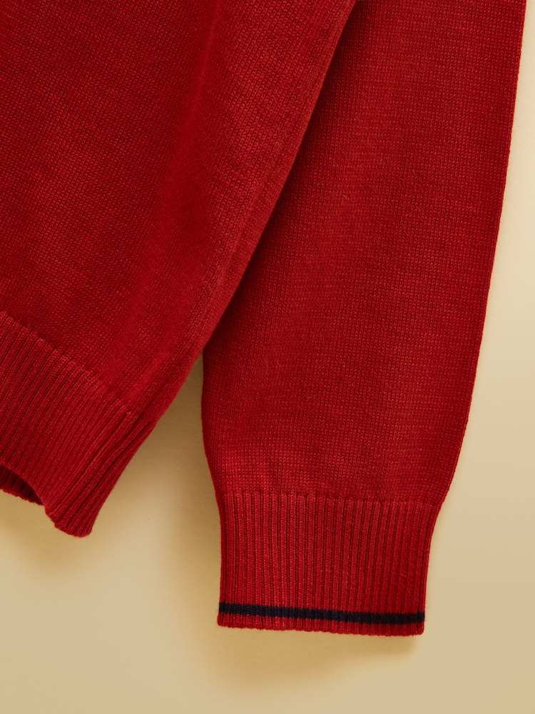 Joules Boys' Hillside Burnt Orange Knit Quarter Zip Jumper - Image 4 of 4 Joules Boys' Hillside Burnt Orange Knit Quarter Zip Jumper - Image 4 of 4