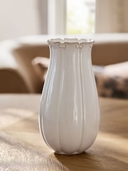 Vintage Style Embossed Rim Ceramic Vase - תמונה 4 מתוך 9