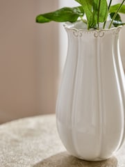 Vintage Style Embossed Rim Ceramic Vase - תמונה 5 מתוך 9