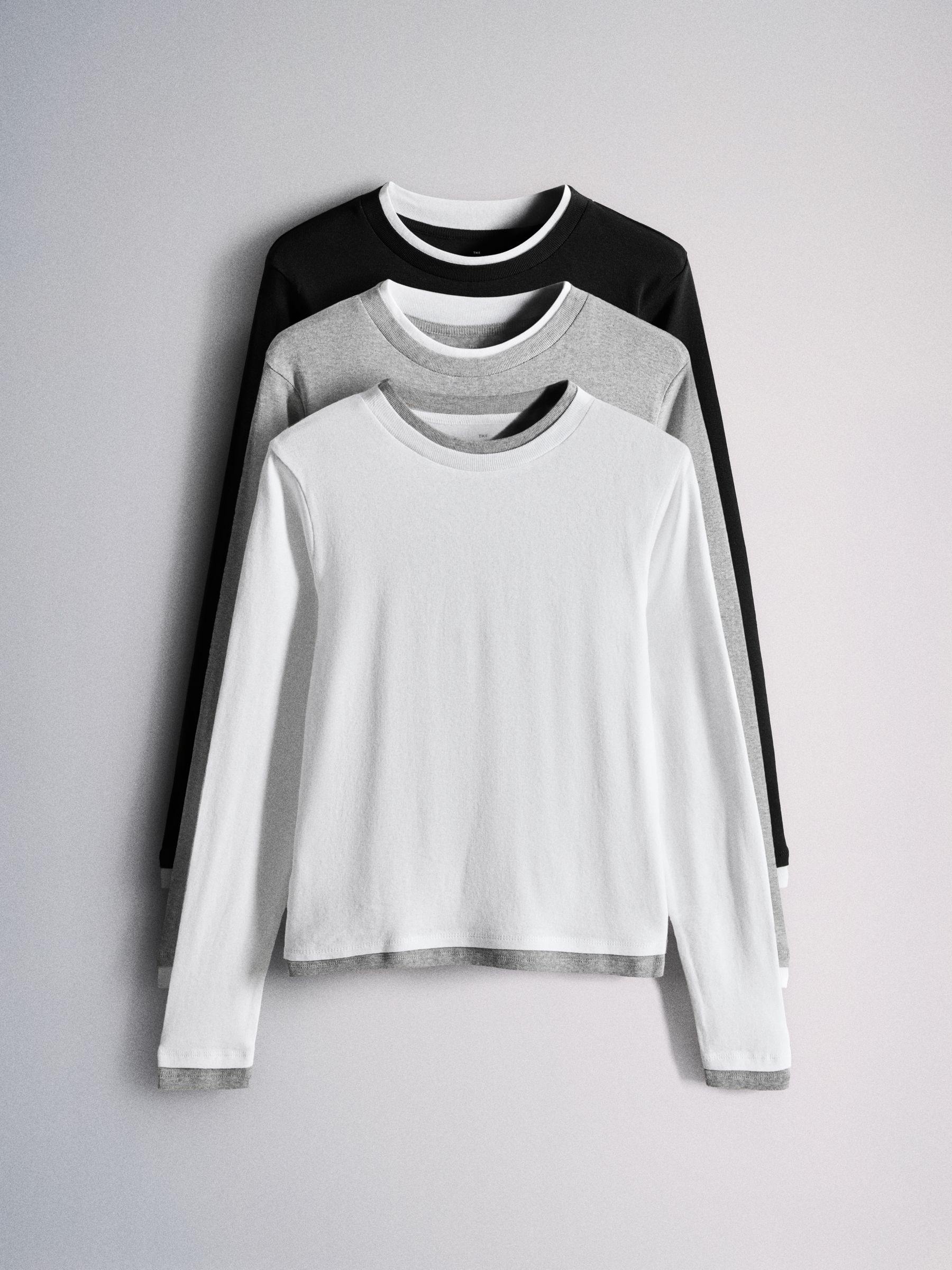 Buy The Set Long Sleeve 3 Pack Mock Layer Semi Sheer Soft Touch T