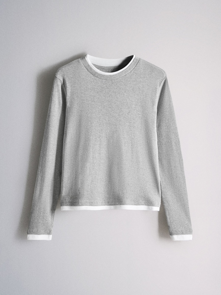 Buy The Set 3 Pack Double Layer Long Sleeve T-Shirts Grey/Black/White ...