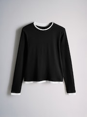 The Set 3 Pack Double Layer Long Sleeve T-Shirts Grey/Black/White - Image 4 of 6