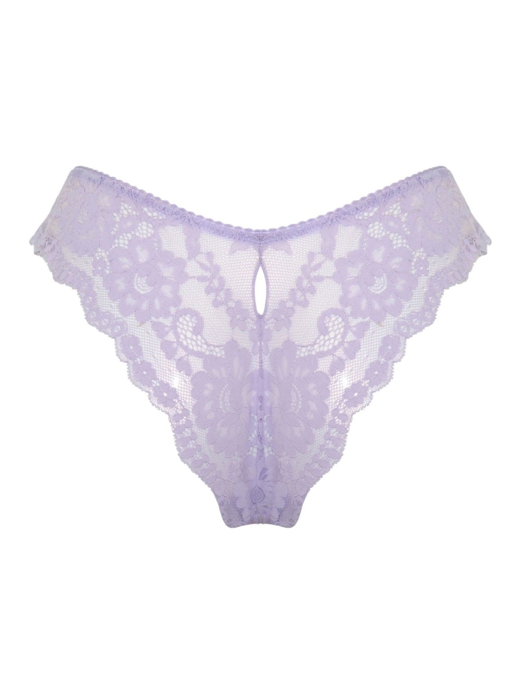 Pour Moi Purple Brazilian Fleur Cheeky V-Shaped Knickers - Image 4 of 4 Pour Moi Purple Brazilian Fleur Cheeky V-Shaped Knickers - Image 4 of 4