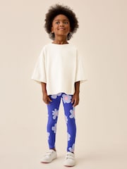 Blue Stampy Flower Leggings (3-16yrs) - Image 2 of 4