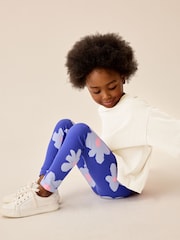 Blue Stampy Flower Leggings (3-16yrs) - Image 4 of 4