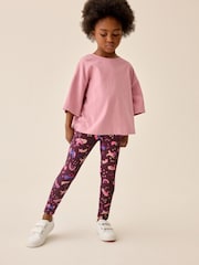 Berry Pink Unicorn Leggings (3-16yrs) - Image 1 of 3