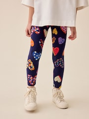 Navy Blue Heart Leggings (3-16yrs) - Image 1 of 9