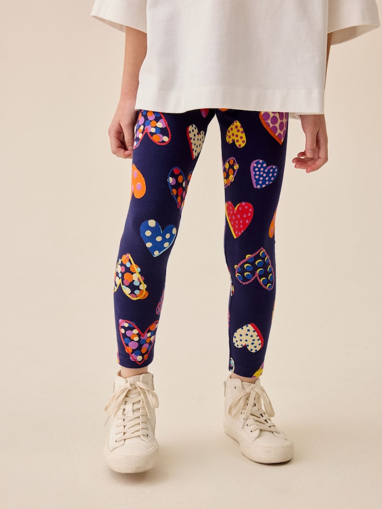 Navy Blue Heart Leggings (3-16yrs) - Image 1 of 9 Navy Blue Heart Leggings (3-16yrs) - Image 1 of 9
