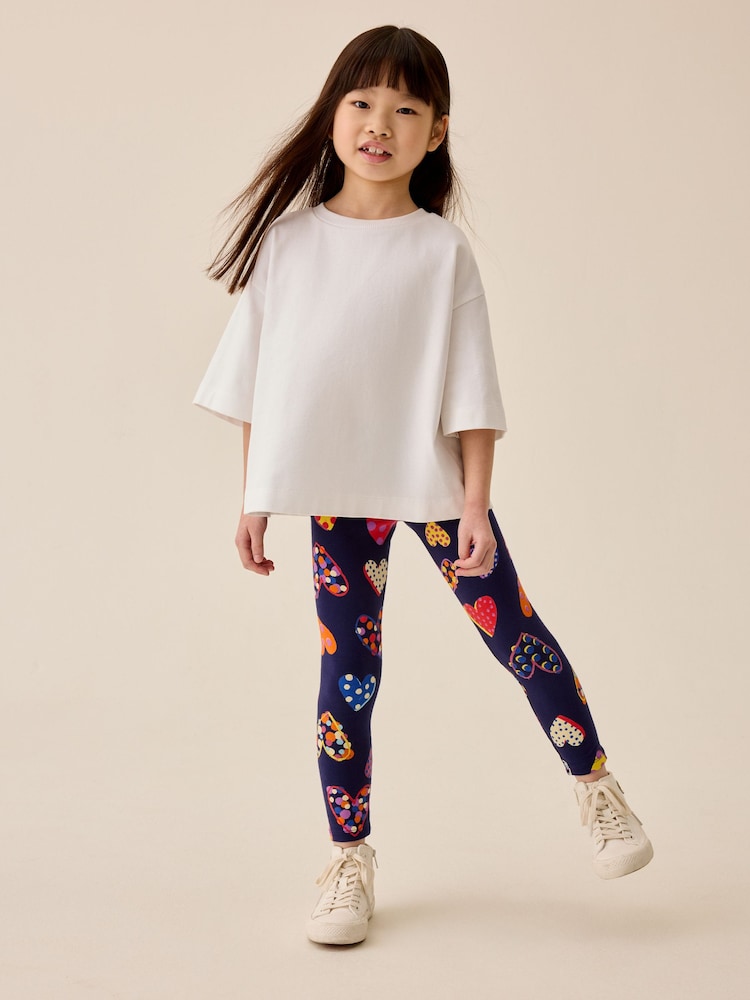 Navy Blue Heart Leggings (3-16yrs) - Image 2 of 9 Navy Blue Heart Leggings (3-16yrs) - Image 2 of 9