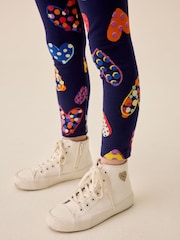 Navy Blue Heart Leggings (3-16yrs) - Image 4 of 9