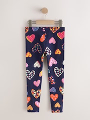 Navy Blue Heart Leggings (3-16yrs) - Image 6 of 9