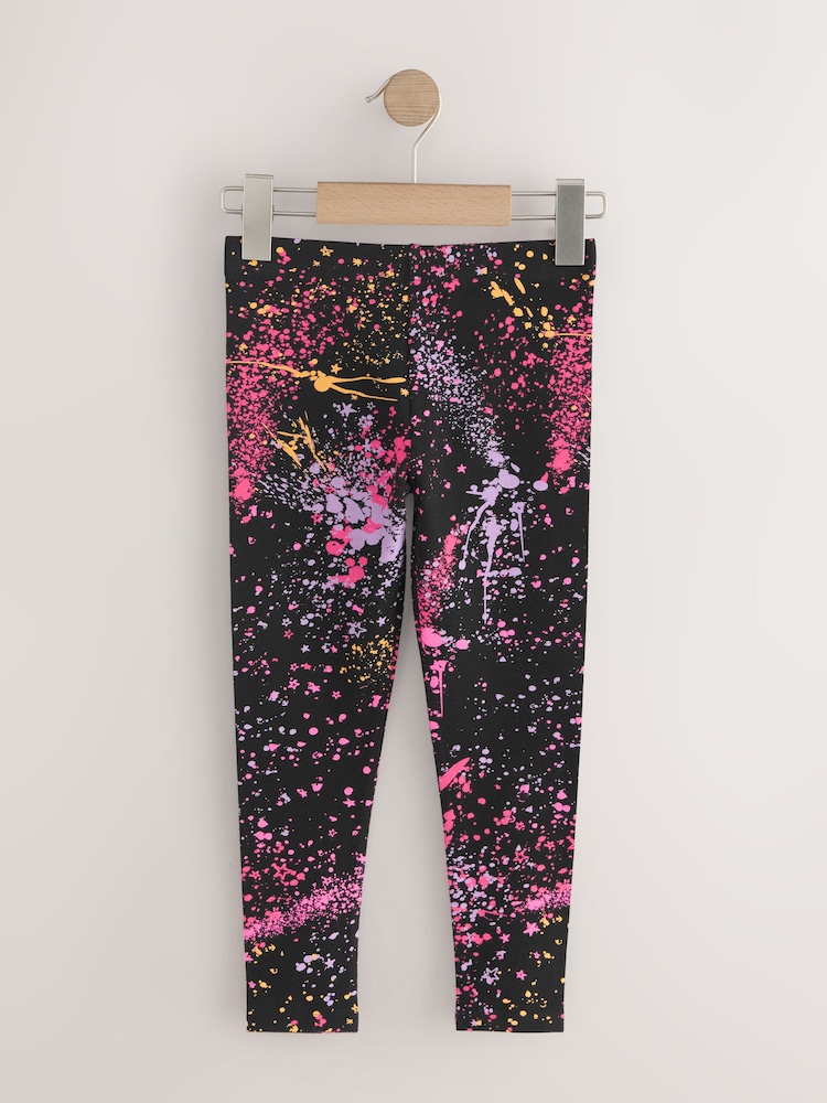Black/Pink Splat Leggings (3-16yrs) - Image 1 of 4