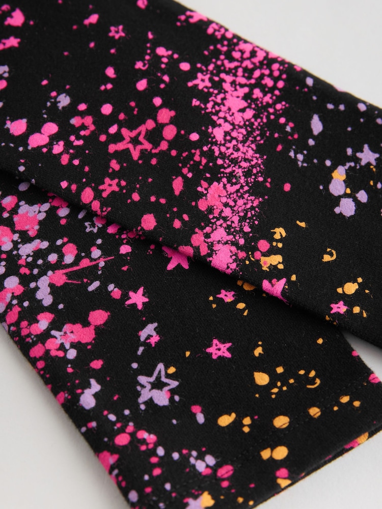 Black/Pink Splat Leggings (3-16yrs) - Image 8 of 8