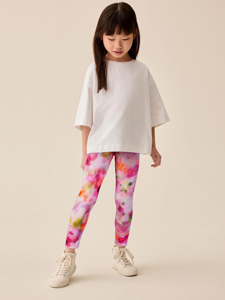 Pink Floral Blurred - Leggings (3-16 años) - Imagen 1 de 3