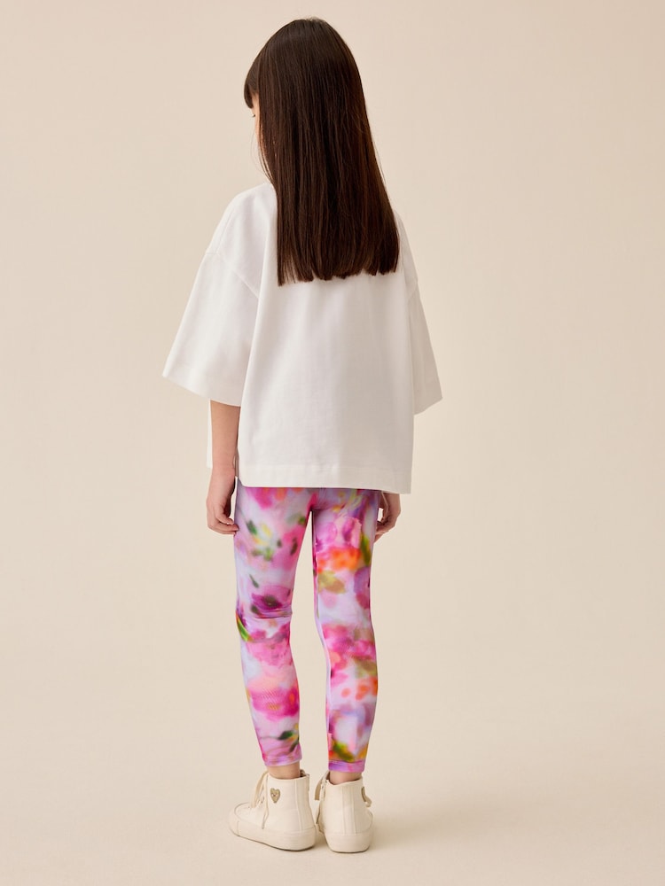 Pink Floral Blurred - Leggings (3-16 años) - Imagen 3 de 3