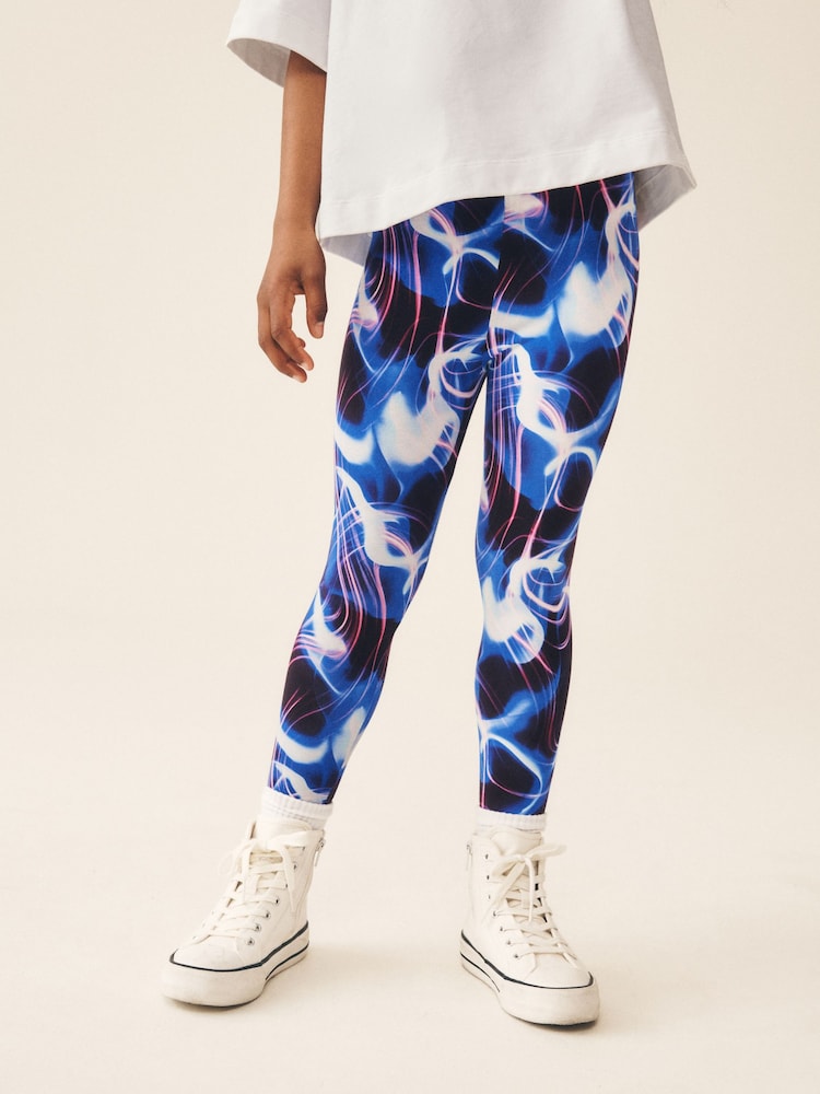 Navy Blue Swirl Leggings (3-16yrs) - Image 1 of 8 Navy Blue Swirl Leggings (3-16yrs) - Image 1 of 8