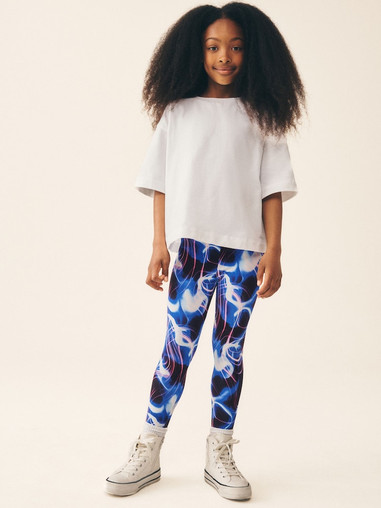 Navy Blue Swirl Leggings (3-16yrs) - Image 2 of 8 Navy Blue Swirl Leggings (3-16yrs) - Image 2 of 8