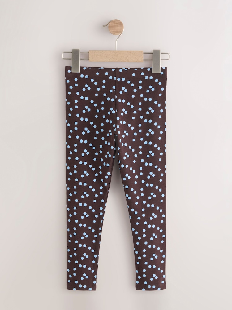 Chocolate Brown/Blue Spot Leggings (3-16yrs) - Image 1 of 4 Chocolate Brown/Blue Spot Leggings (3-16yrs) - Image 1 of 4