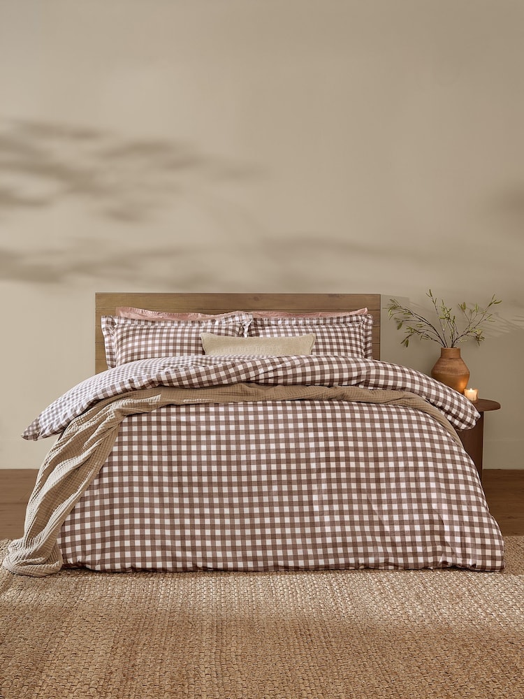 Yard Chocolate Barton Check Cotton Duvet Cover and Pillowcase Set - Image 1 of 3 Yard Chocolate Barton Check Cotton Duvet Cover and Pillowcase Set - Image 1 of 3