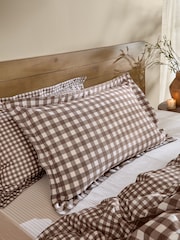 Yard Chocolate Barton Check Cotton Duvet Cover and Pillowcase Set - Image 3 of 3