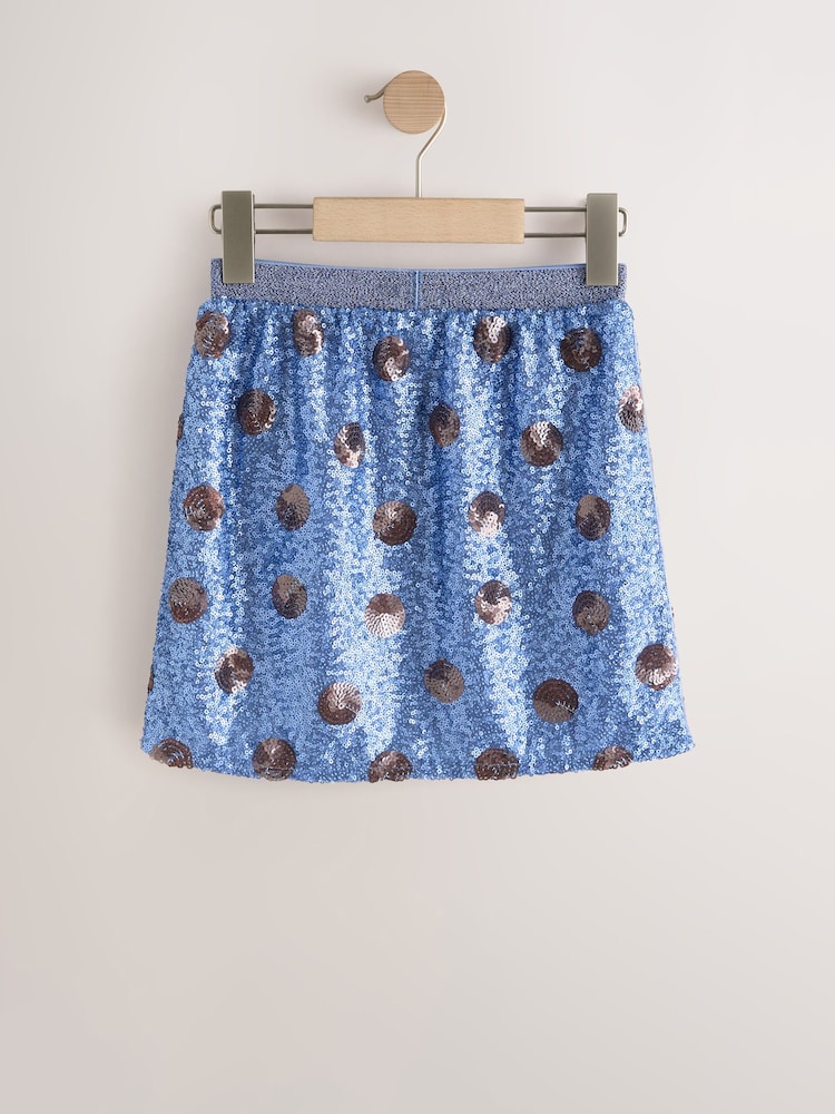 Blue/Chocolate Brown Spot Sequin Skirt (3-16yrs) - Image 2 of 4 Blue/Chocolate Brown Spot Sequin Skirt (3-16yrs) - Image 2 of 4