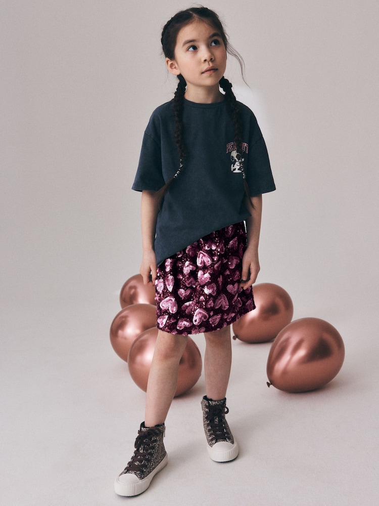 Berry/Pink Heart Sequin Skirt (3-16yrs) - Image 1 of 9 Berry/Pink Heart Sequin Skirt (3-16yrs) - Image 1 of 9