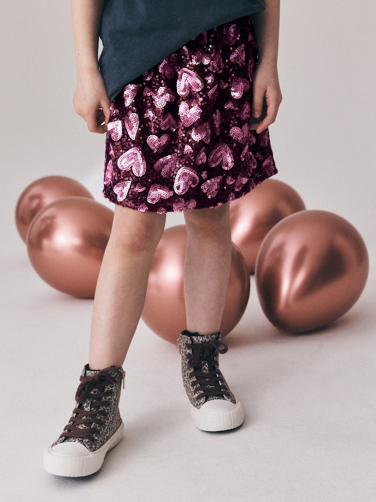 Berry/Pink Heart Sequin Skirt (3-16yrs) - Image 2 of 9 Berry/Pink Heart Sequin Skirt (3-16yrs) - Image 2 of 9
