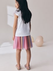 Multi Rainbow Sparkle Mesh Pull On Skirt (3-16yrs) - Image 3 of 8