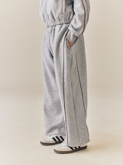 Grey Marl Side Pleat Wide Leg Joggers (3-16yrs) - Image 1 of 10