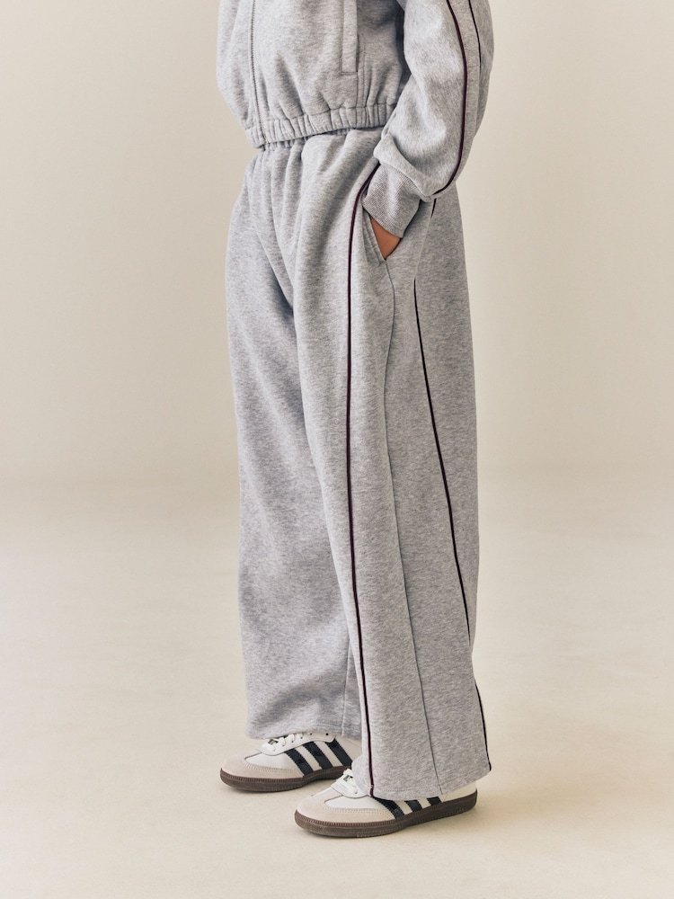 Grey Marl Side Pleat Wide Leg Joggers (3-16yrs) - Image 1 of 10