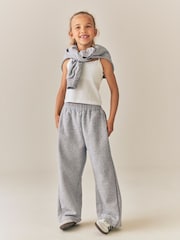Grey Marl Side Pleat Wide Leg Joggers (3-16yrs) - Image 2 of 10