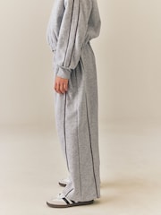 Grey Marl Side Pleat Wide Leg Joggers (3-16yrs) - Image 4 of 10