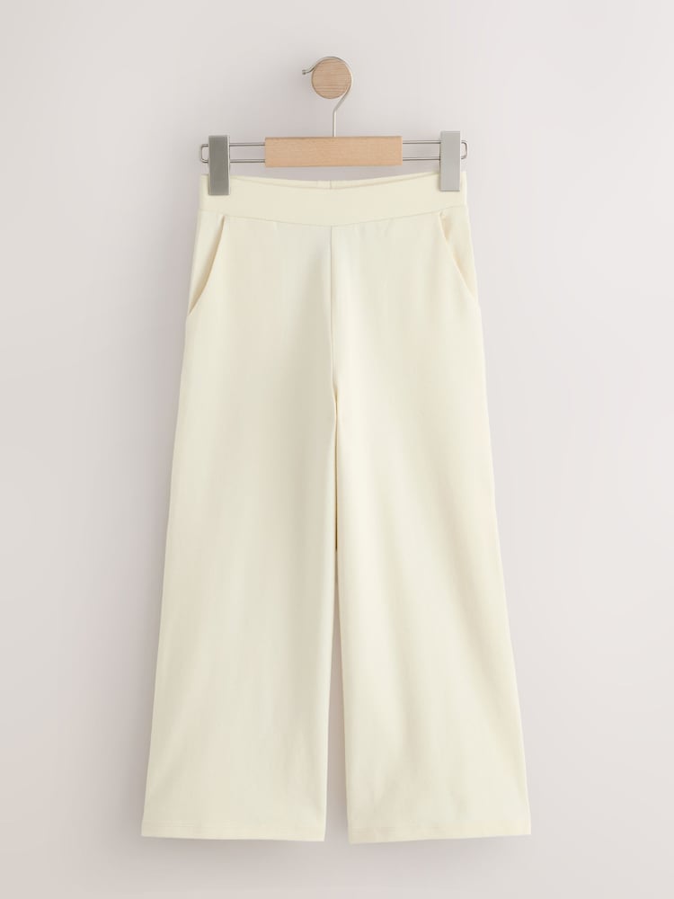 Ecru/Brown 2 Pack Wide Leg Jersey Trousers (3-16yrs) - Image 2 of 6 Ecru/Brown 2 Pack Wide Leg Jersey Trousers (3-16yrs) - Image 2 of 6