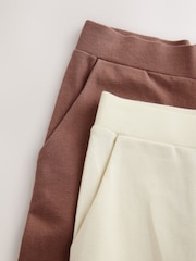 Ecru/Brown 2 Pack Wide Leg Jersey Trousers (3-16yrs) - Image 5 of 6