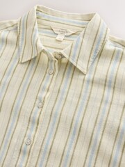 Cream/Blue/Green Stripe Tie-Front Short Sleeve Shirt - Image 3 of 3