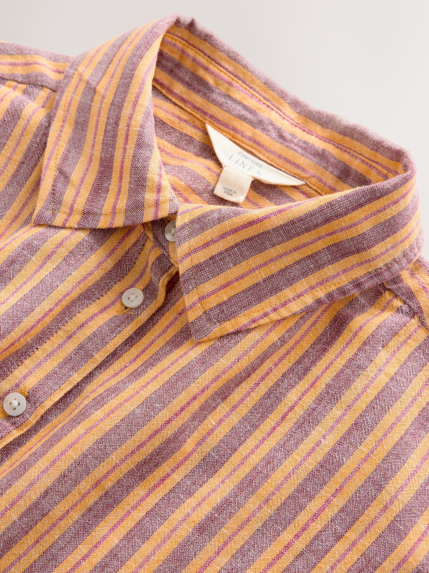 Buy Orange/Burgundy Red Stripe Tie-Front Short Sleeve Shirt from