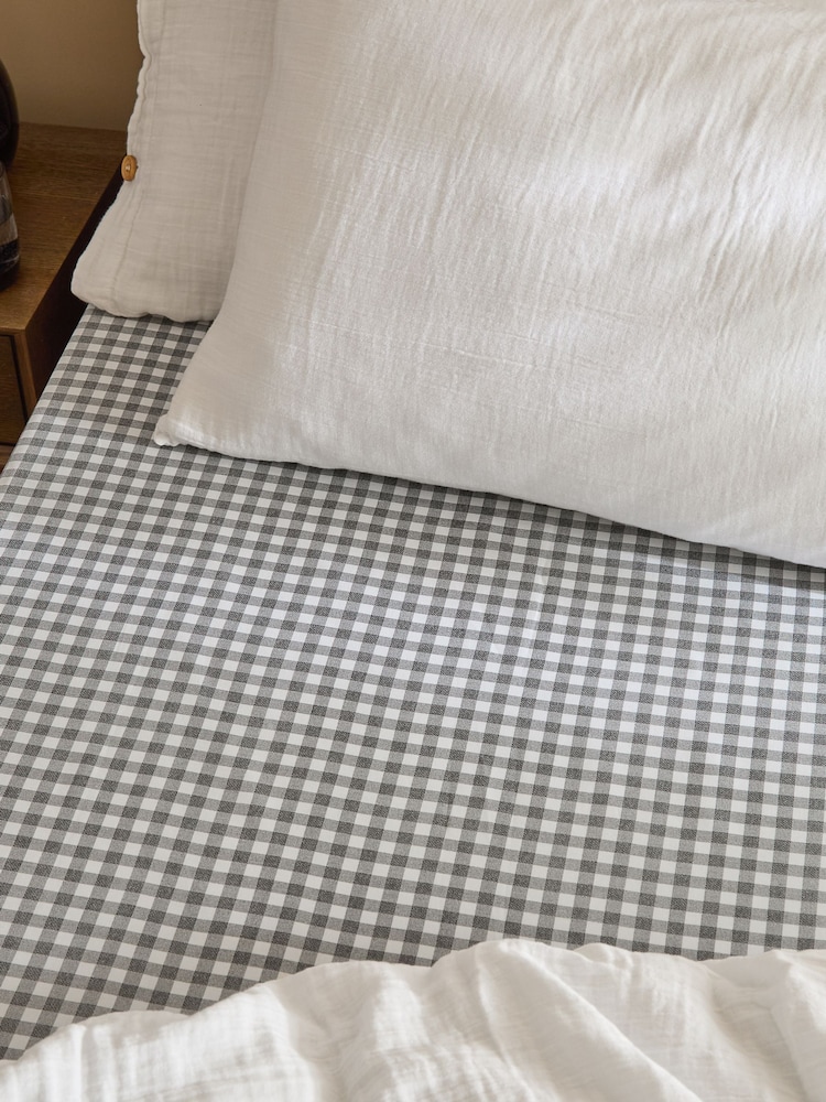 Yard Grey Barton Check Fitted Sheet - Image 2 of 2 Yard Grey Barton Check Fitted Sheet - Image 2 of 2