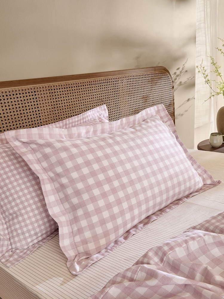 Yard Set of 2 Blush Barton Check Pillowcases - Image 1 of 1