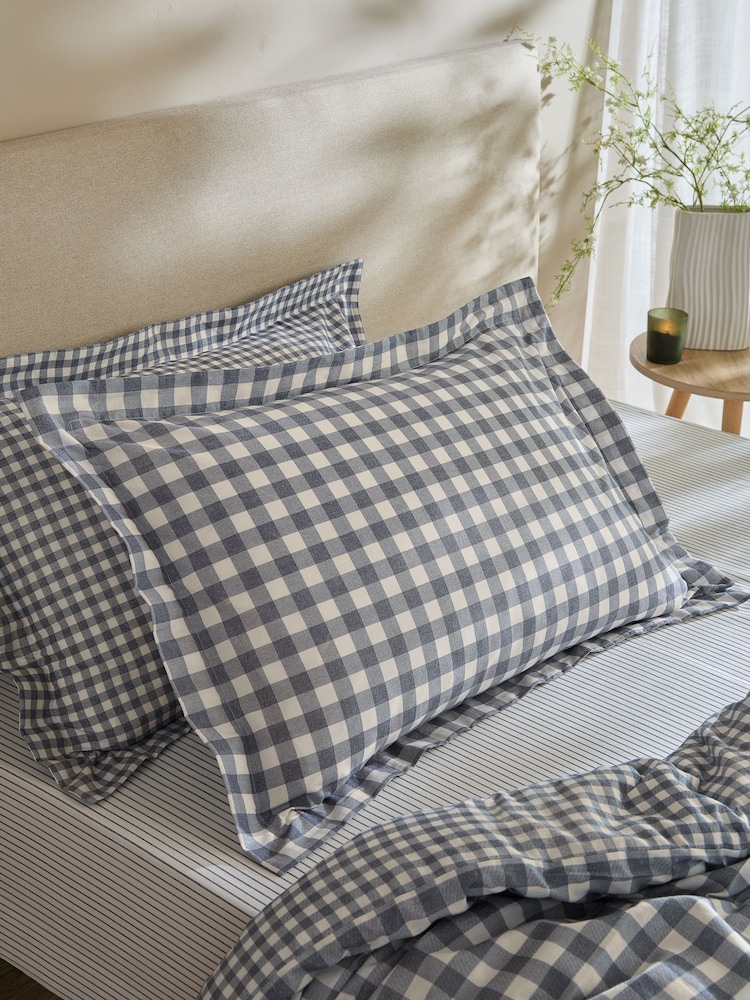 Yard Navy Barton Check Set of 2 Pillowcases - Image 1 of 1 Yard Navy Barton Check Set of 2 Pillowcases - Image 1 of 1